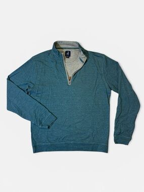 Johnnie-O mens M Medium blue cotton blend 1/4 zip pullover sweater EUC